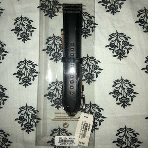 22mm Black Leather Watch Band